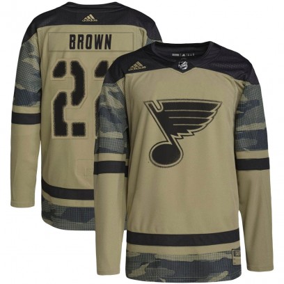 Men's Authentic St. Louis Blues Logan Brown Adidas Camo Military Appreciation Practice Jersey - Brown