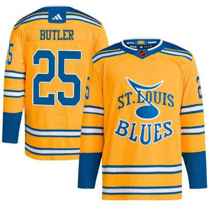Men's Authentic St. Louis Blues Chris Butler Adidas Reverse Retro 2.0 Jersey - Yellow
