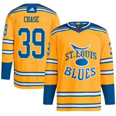Men's Authentic St. Louis Blues Kelly Chase Adidas Reverse Retro 2.0 Jersey - Yellow