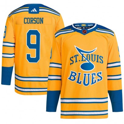 Men's Authentic St. Louis Blues Shayne Corson Adidas Reverse Retro 2.0 Jersey - Yellow