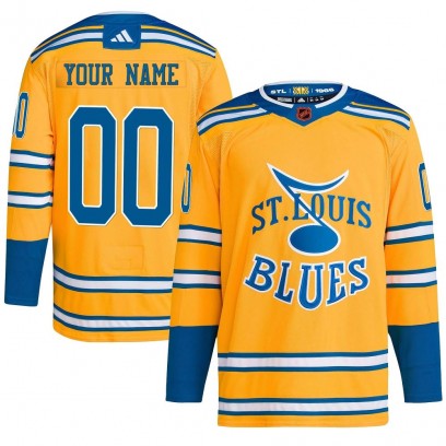Men's Authentic St. Louis Blues Custom Adidas Custom Reverse Retro 2.0 Jersey - Yellow