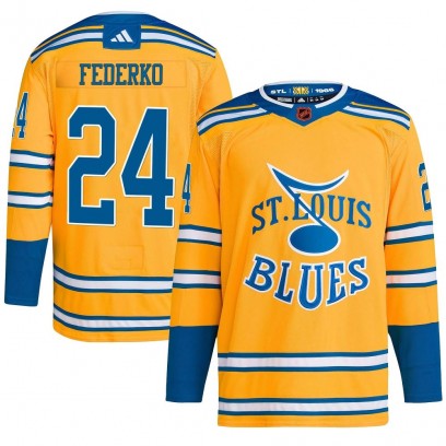 Men's Authentic St. Louis Blues Bernie Federko Adidas Reverse Retro 2.0 Jersey - Yellow