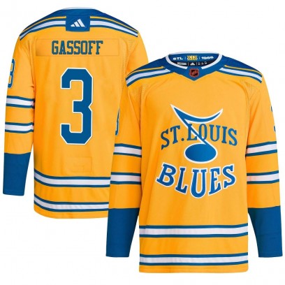Men's Authentic St. Louis Blues Bob Gassoff Adidas Reverse Retro 2.0 Jersey - Yellow