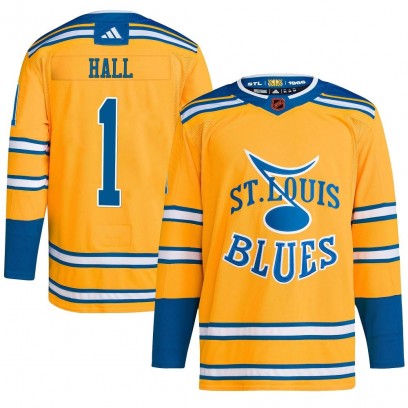 Men's Authentic St. Louis Blues Glenn Hall Adidas Reverse Retro 2.0 Jersey - Yellow