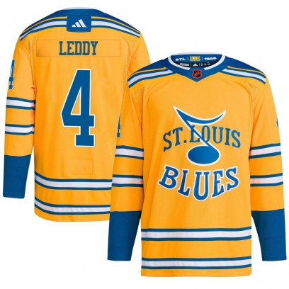 Men's Authentic St. Louis Blues Nick Leddy Adidas Reverse Retro 2.0 Jersey - Yellow