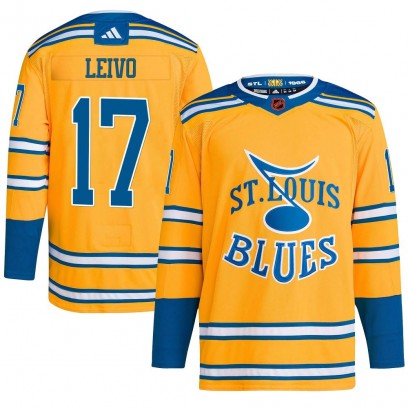 Men's Authentic St. Louis Blues Josh Leivo Adidas Reverse Retro 2.0 Jersey - Yellow
