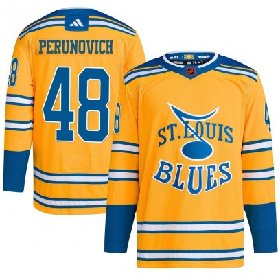 Men's Authentic St. Louis Blues Scott Perunovich Adidas Reverse Retro 2.0 Jersey - Yellow