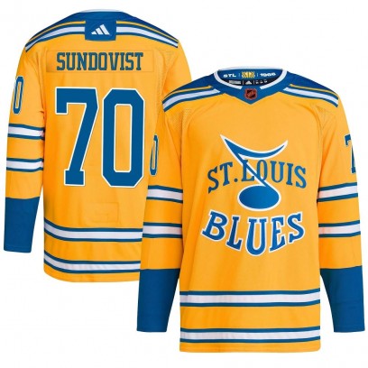 Men's Authentic St. Louis Blues Oskar Sundqvist Adidas Reverse Retro 2.0 Jersey - Yellow