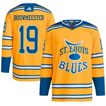 Youth Authentic St. Louis Blues Jay Bouwmeester Adidas Reverse Retro 2.0 Jersey - Yellow