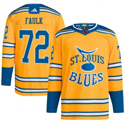 Youth Authentic St. Louis Blues Justin Faulk Adidas Reverse Retro 2.0 Jersey - Yellow