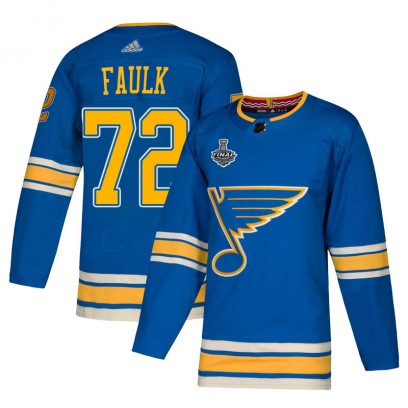 Men's Authentic St. Louis Blues Justin Faulk Adidas Alternate 2019 Stanley Cup Final Bound Jersey - Blue
