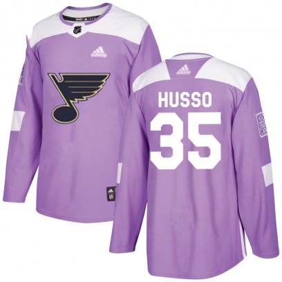 Youth Authentic St. Louis Blues Ville Husso Adidas Hockey Fights Cancer Jersey - Purple