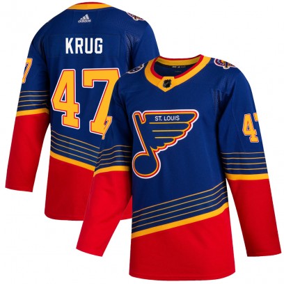 Men's Authentic St. Louis Blues Torey Krug Adidas 2019/20 Jersey - Blue