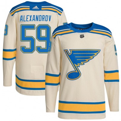 Men's Authentic St. Louis Blues Nikita Alexandrov Adidas 2022 Winter Classic Player Jersey - Cream