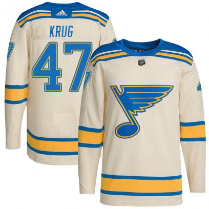Men's Authentic St. Louis Blues Torey Krug Adidas 2022 Winter Classic Player Jersey - Cream