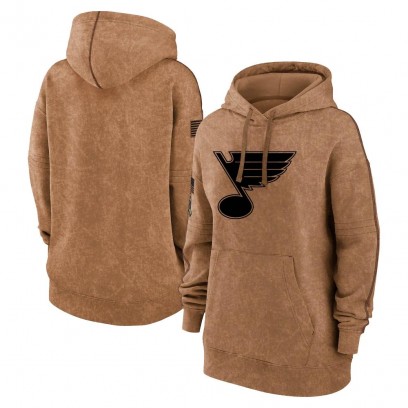Women's St. Louis Blues 2023 Salute to Service Pullover Hoodie - Brown