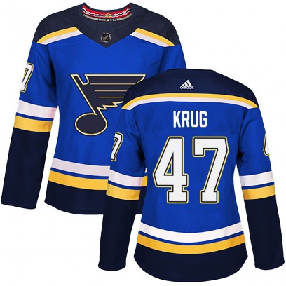 Women's Authentic St. Louis Blues Torey Krug Adidas Home Jersey - Blue
