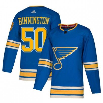 Men's Authentic St. Louis Blues Jordan Binnington Adidas Alternate Jersey - Blue