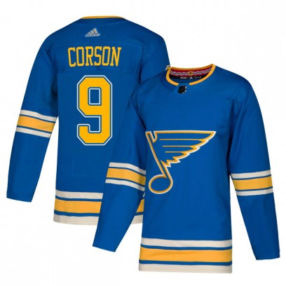 Men's Authentic St. Louis Blues Shayne Corson Adidas Alternate Jersey - Blue