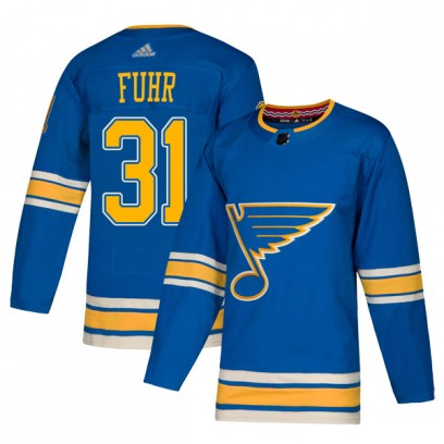 Men's Authentic St. Louis Blues Grant Fuhr Adidas Alternate Jersey - Blue