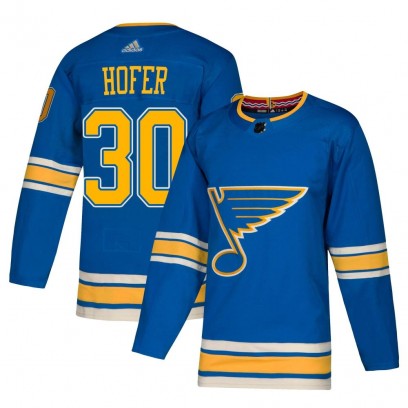 Men's Authentic St. Louis Blues Joel Hofer Adidas Alternate Jersey - Blue