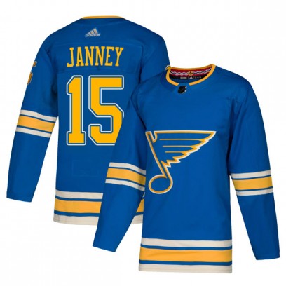 Men's Authentic St. Louis Blues Craig Janney Adidas Alternate Jersey - Blue