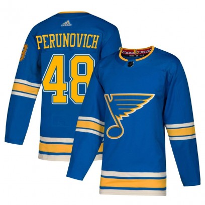 Men's Authentic St. Louis Blues Scott Perunovich Adidas Alternate Jersey - Blue