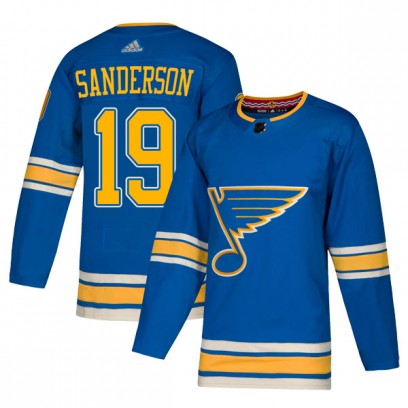 Men's Authentic St. Louis Blues Derek Sanderson Adidas Alternate Jersey - Blue