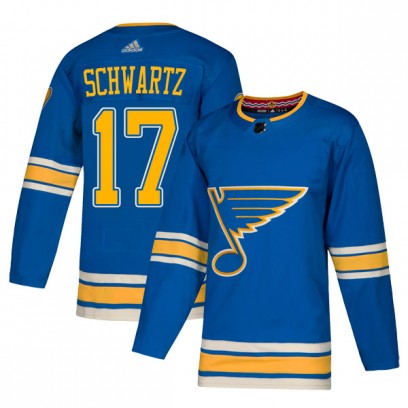 Men's Authentic St. Louis Blues Jaden Schwartz Adidas Alternate Jersey - Blue