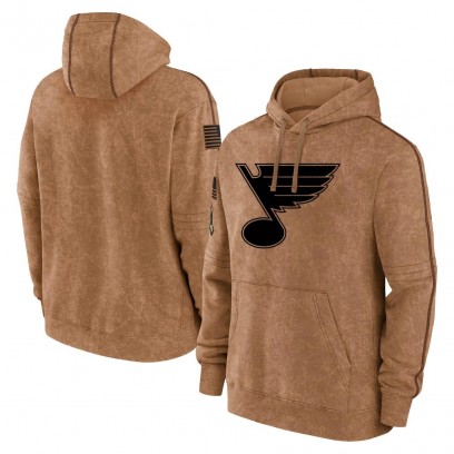 Youth St. Louis Blues 2023 Salute to Service Club Pullover Hoodie - Brown