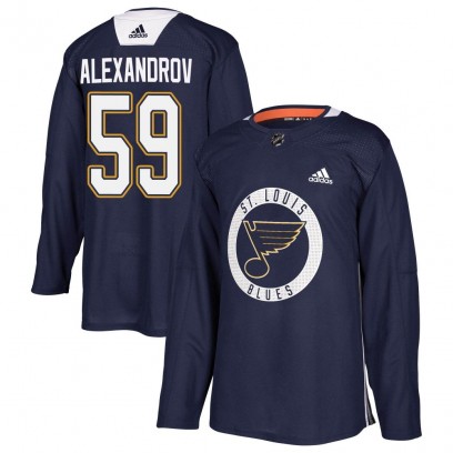 Youth Authentic St. Louis Blues Nikita Alexandrov Adidas Practice Jersey - Blue