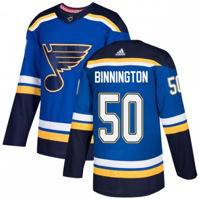 Men's Authentic St. Louis Blues Jordan Binnington Adidas Home Jersey - Blue