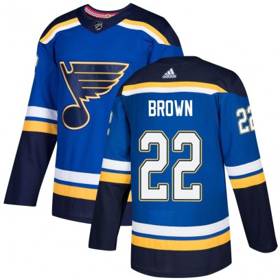 Men's Authentic St. Louis Blues Logan Brown Adidas Home Jersey - Blue