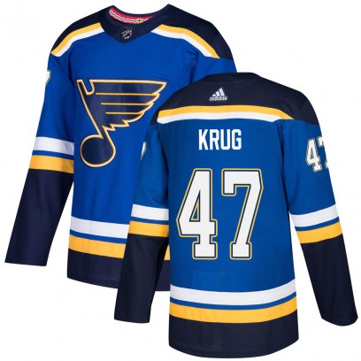 Men's Authentic St. Louis Blues Torey Krug Adidas Home Jersey - Blue
