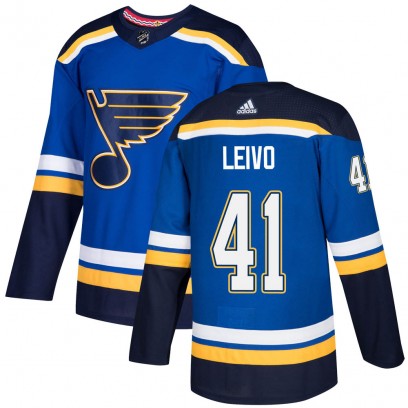 Men's Authentic St. Louis Blues Josh Leivo Adidas Home Jersey - Blue