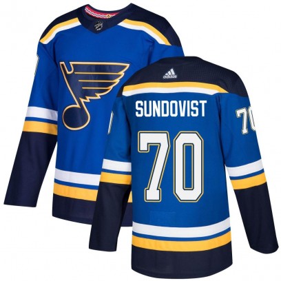 Men's Authentic St. Louis Blues Oskar Sundqvist Adidas Home Jersey - Blue