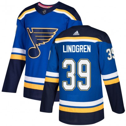 Youth Authentic St. Louis Blues Charlie Lindgren Adidas Home Jersey - Blue