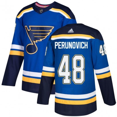 Youth Authentic St. Louis Blues Scott Perunovich Adidas Home Jersey - Blue