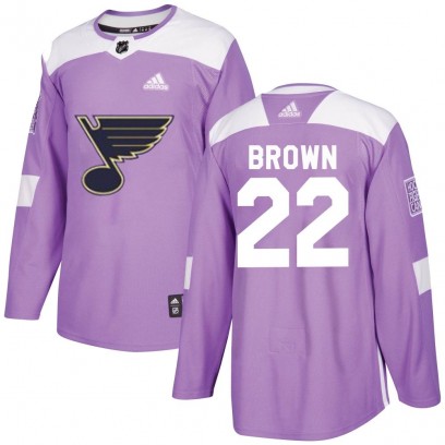 Men's Authentic St. Louis Blues Logan Brown Adidas Hockey Fights Cancer Jersey - Purple