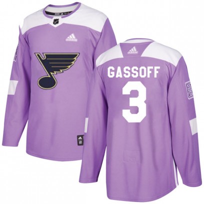 Men's Authentic St. Louis Blues Bob Gassoff Adidas Hockey Fights Cancer Jersey - Purple