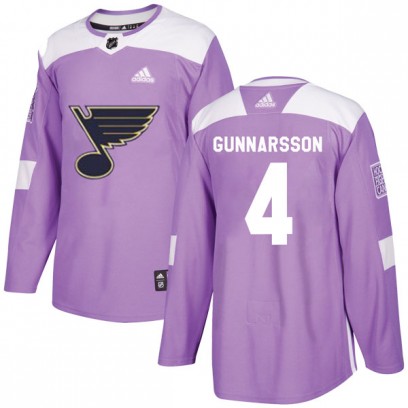 Men's Authentic St. Louis Blues Carl Gunnarsson Adidas Hockey Fights Cancer Jersey - Purple