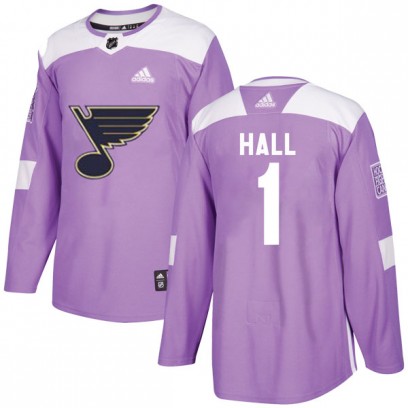Men's Authentic St. Louis Blues Glenn Hall Adidas Hockey Fights Cancer Jersey - Purple