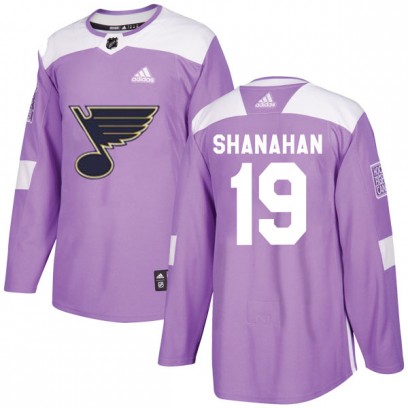 Men's Authentic St. Louis Blues Brendan Shanahan Adidas Hockey Fights Cancer Jersey - Purple
