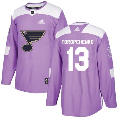 Men's Authentic St. Louis Blues Alexey Toropchenko Adidas Hockey Fights Cancer Jersey - Purple