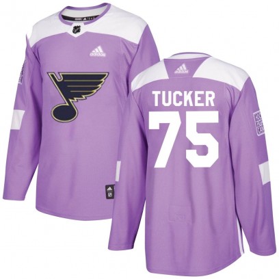 Men's Authentic St. Louis Blues Tyler Tucker Adidas Hockey Fights Cancer Jersey - Purple