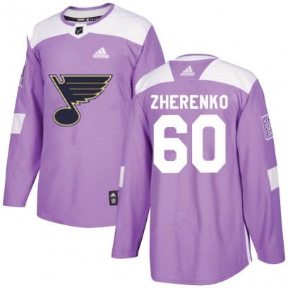 Men's Authentic St. Louis Blues Vadim Zherenko Adidas Hockey Fights Cancer Jersey - Purple