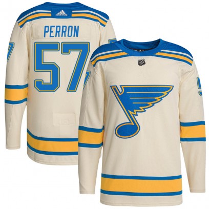 Youth Authentic St. Louis Blues David Perron Adidas 2022 Winter Classic Player Jersey - Cream