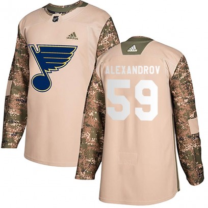 Youth Authentic St. Louis Blues Nikita Alexandrov Adidas Veterans Day Practice Jersey - Camo