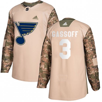 Youth Authentic St. Louis Blues Bob Gassoff Adidas Veterans Day Practice Jersey - Camo