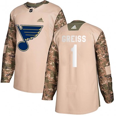 Youth Authentic St. Louis Blues Thomas Greiss Adidas Veterans Day Practice Jersey - Camo